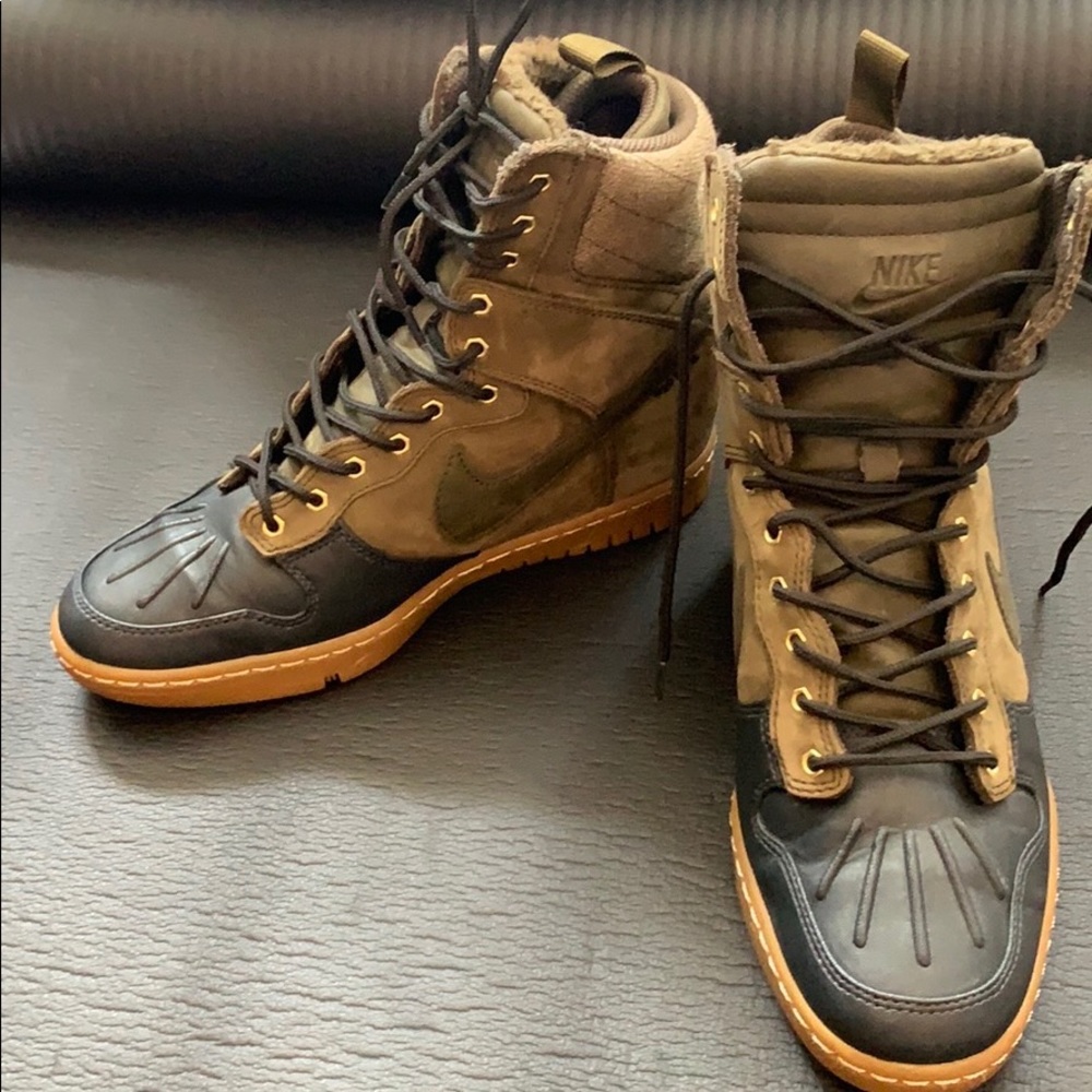 Olive Green Nike Wedged Boots